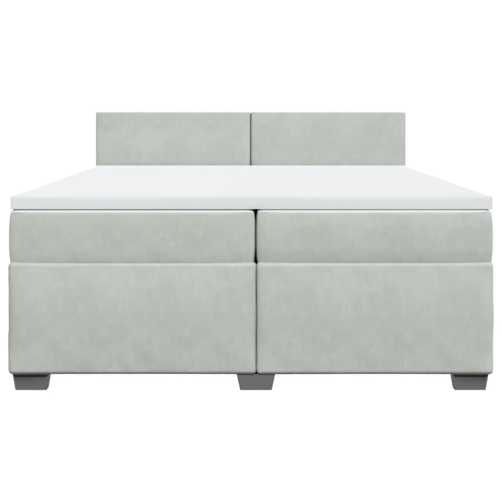 vidaXL Boxspring met matras fluweel lichtgrijs 200x200 cm grijs, foto 4