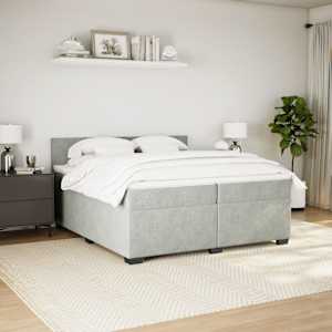 Box spring postel s matrací světle šedá 200x200 cm samet - obrázek 3