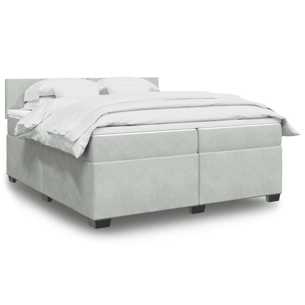 Boxspringbett mit Matratze Hellgrau 200×200 cm Samt