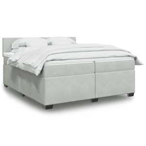 Box spring postelja z vzmetnico svetlo siva 200x200 cm žamet