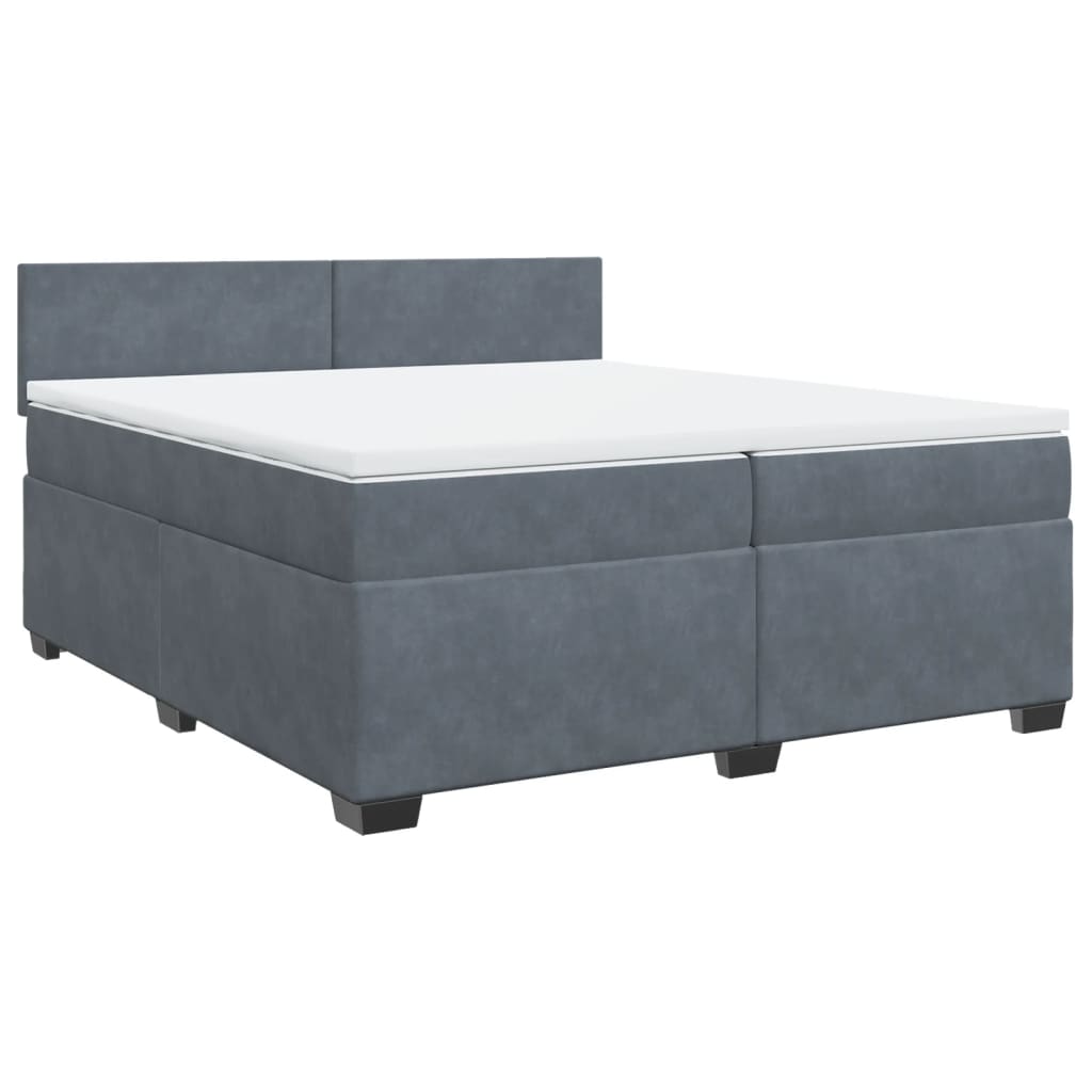 vidaXL Boxspring met matras fluweel donkergrijs 200x200 cm grijs, foto 3