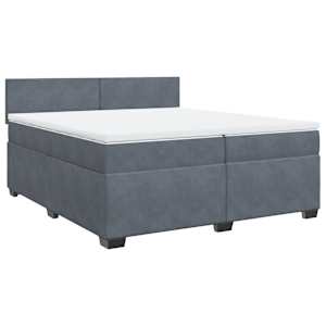 Box spring postel s matrací tmavě šedá 200x200 cm samet - obrázek 2