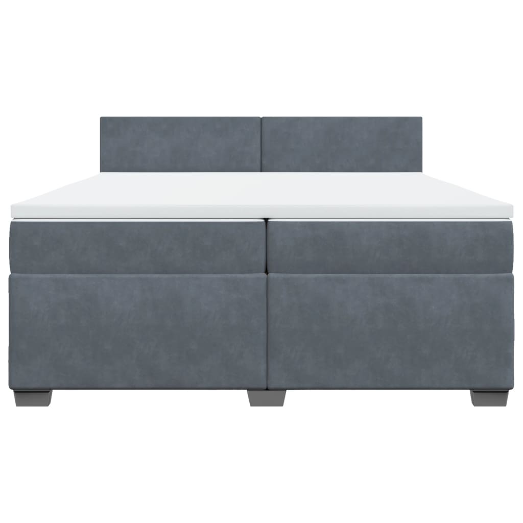 vidaXL Boxspring met matras fluweel donkergrijs 200x200 cm grijs, foto 4