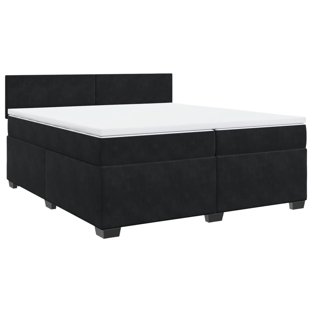 vidaXL Boxspring met matras fluweel zwart 200x200 cm, foto 3