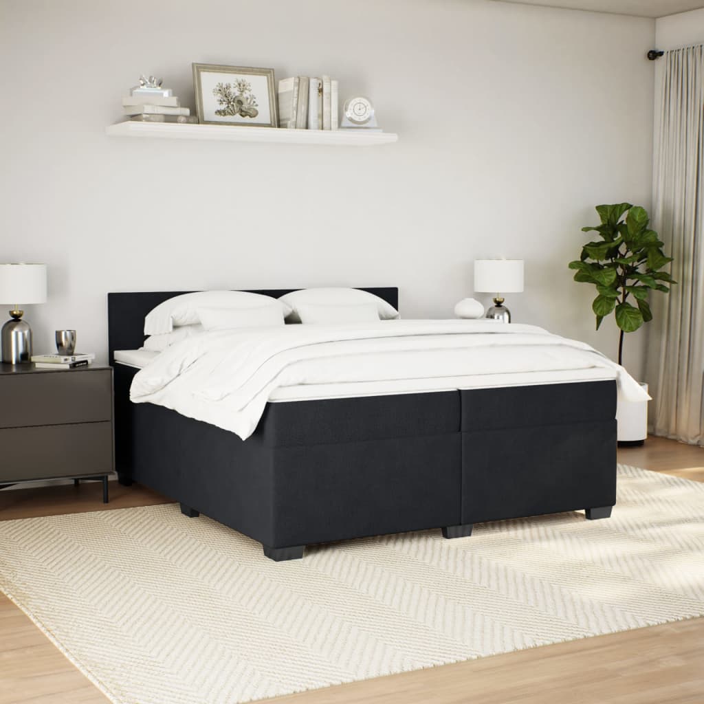 vidaXL Boxspring met matras fluweel zwart 200x200 cm afbeelding