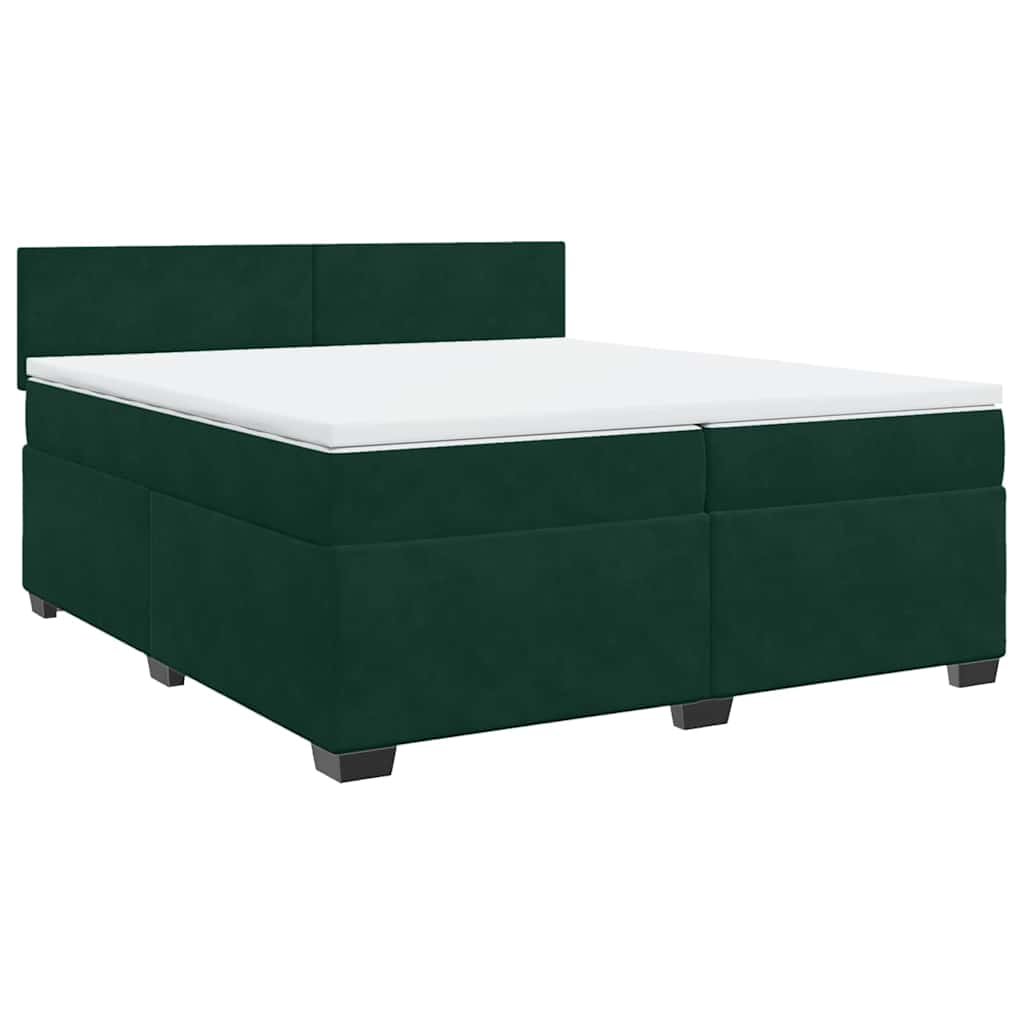 vidaXL Boxspring met matras fluweel donkergroen 200x200 cm groen, foto 3