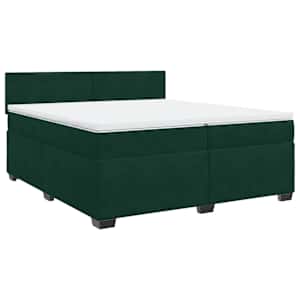 Box spring postel s matrací tmavě zelená 200x200 cm samet - obrázek 2
