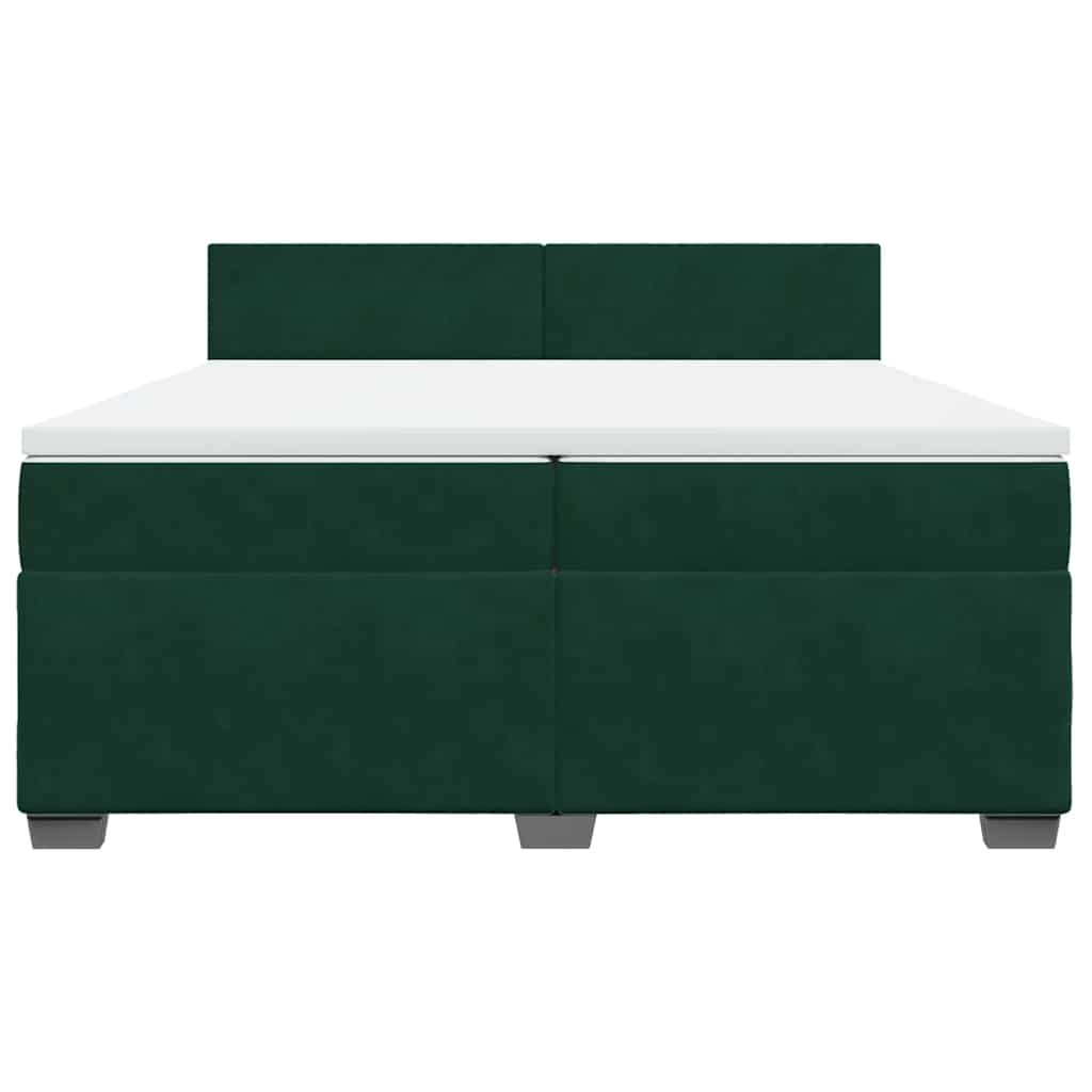 vidaXL Boxspring met matras fluweel donkergroen 200x200 cm groen, foto 4