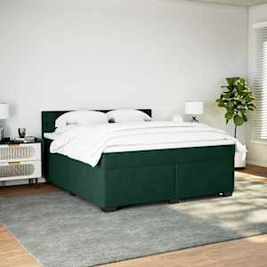 Box spring postel s matrací tmavě zelená 200x200 cm samet - obrázek 3