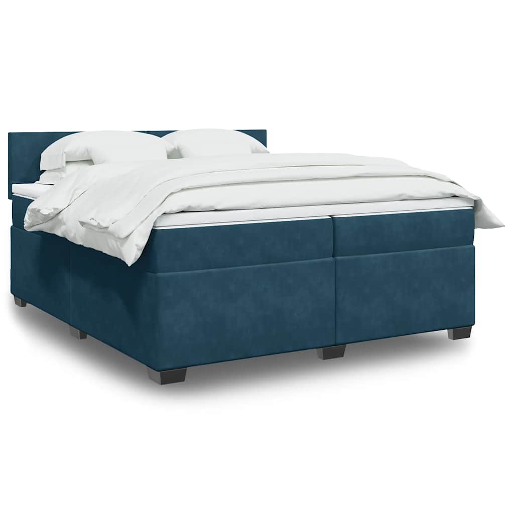 vidaXL Boxspring met matras fluweel donkerblauw 200x200 cm blauw, foto 3