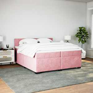Box spring postel s matrací růžová 200x200 cm samet - obrázek 3
