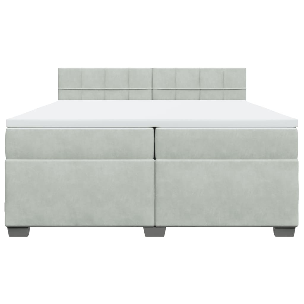 vidaXL Boxspring met matras fluweel lichtgrijs 200x200 cm grijs, foto 4