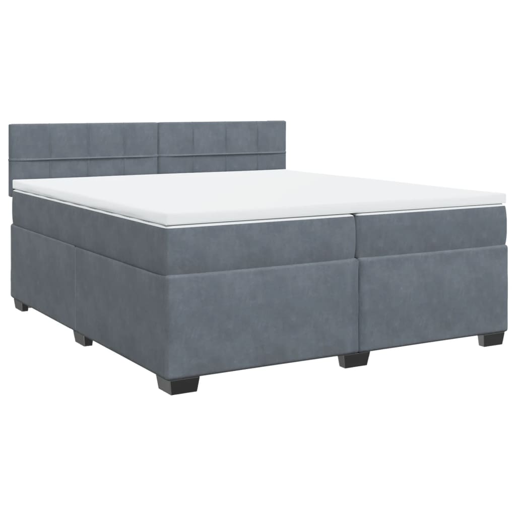 vidaXL Boxspring met matras fluweel donkergrijs 200x200 cm grijs, foto 3