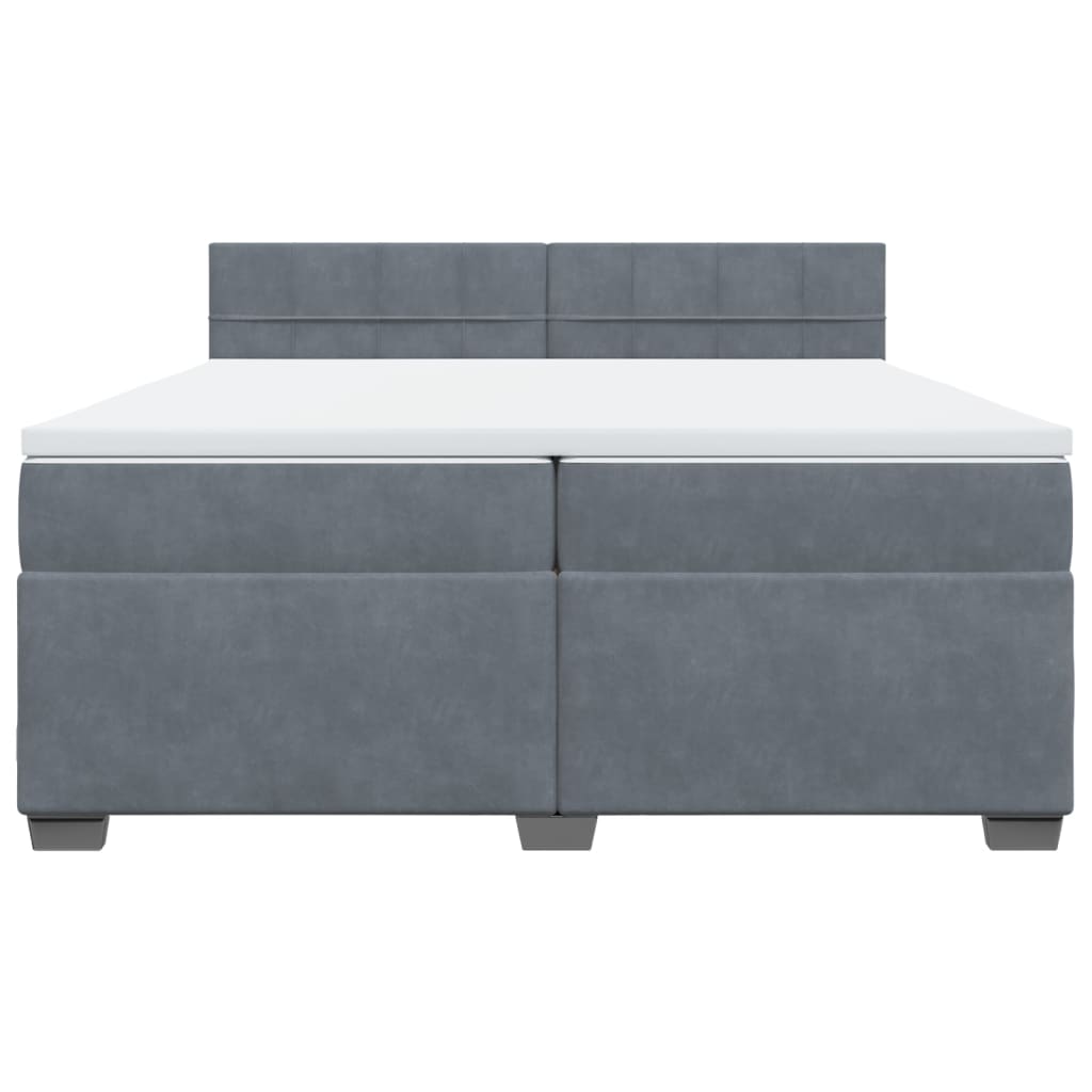 vidaXL Boxspring met matras fluweel donkergrijs 200x200 cm grijs, foto 4
