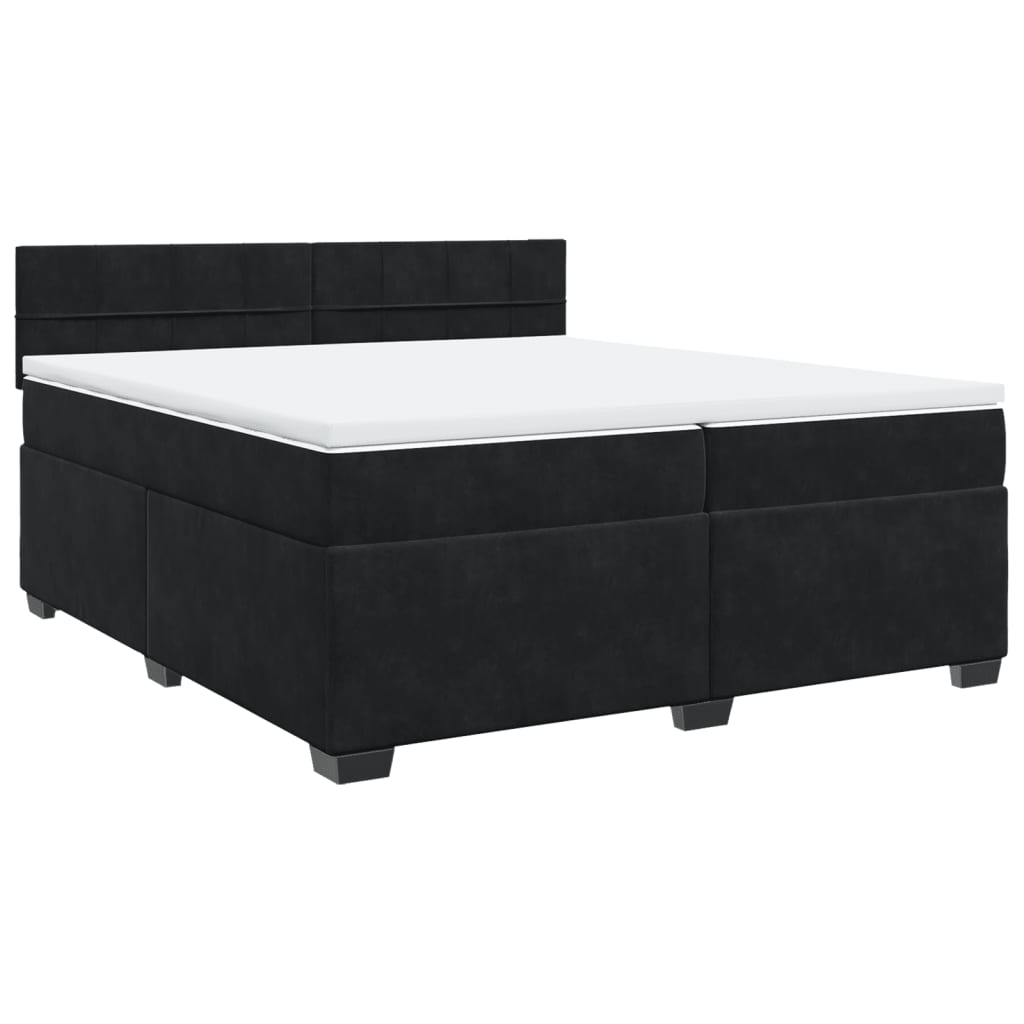 vidaXL Boxspring met matras fluweel zwart 200x200 cm, foto 3