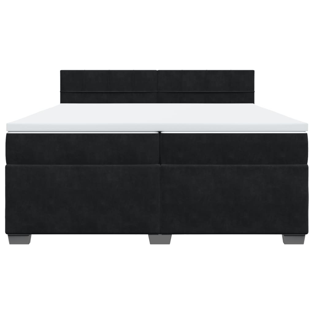 vidaXL Boxspring met matras fluweel zwart 200x200 cm, foto 4