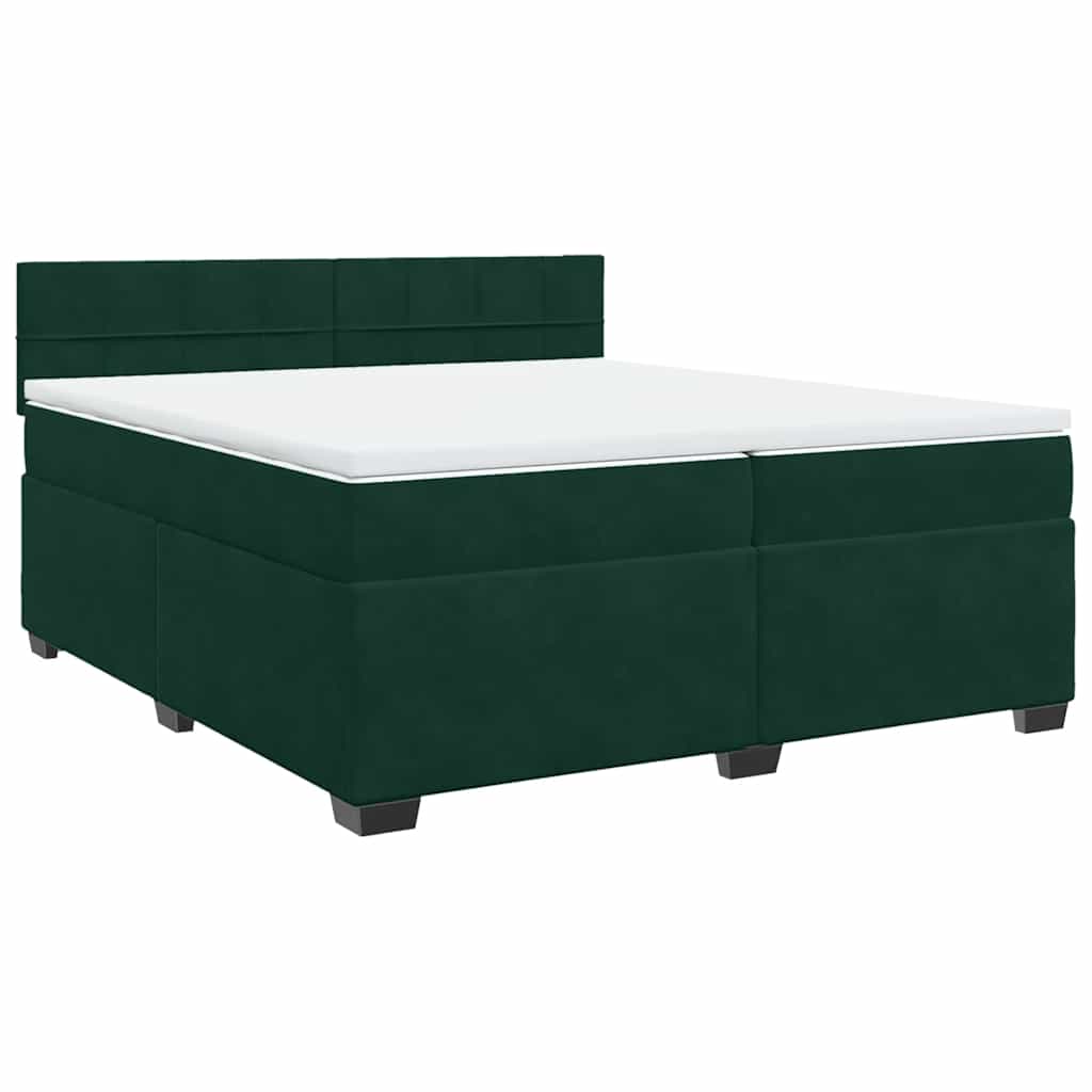 vidaXL Boxspring met matras fluweel donkergroen 200x200 cm groen, foto 3