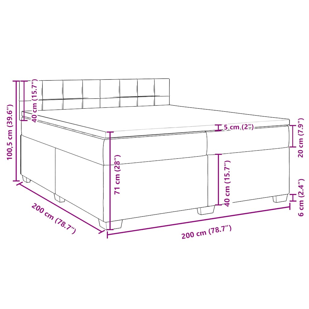 Box spring postel s matrací tmavě zelená 200x200 cm samet - obrázek 13