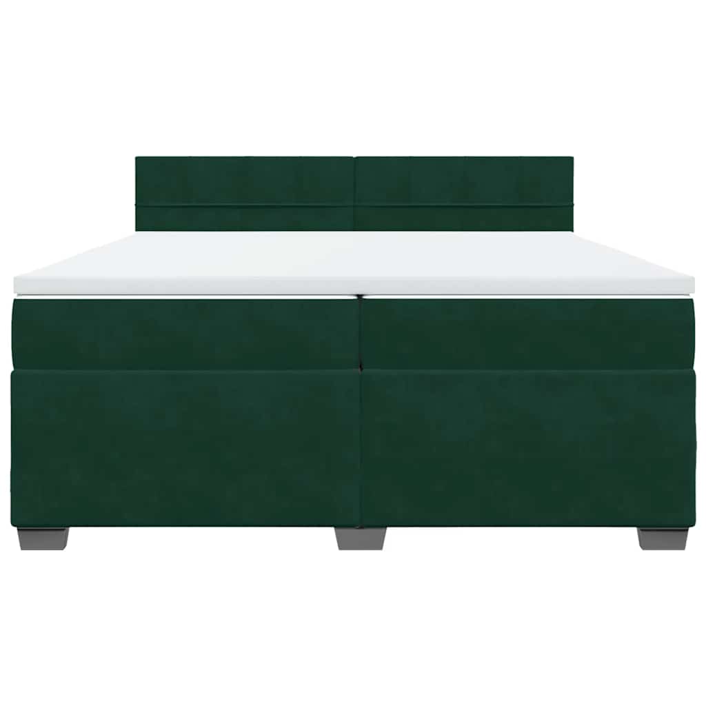 vidaXL Boxspring met matras fluweel donkergroen 200x200 cm groen, foto 4
