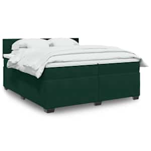 Box spring postelja z vzmetnico temno zelena 200x200 cm žamet
