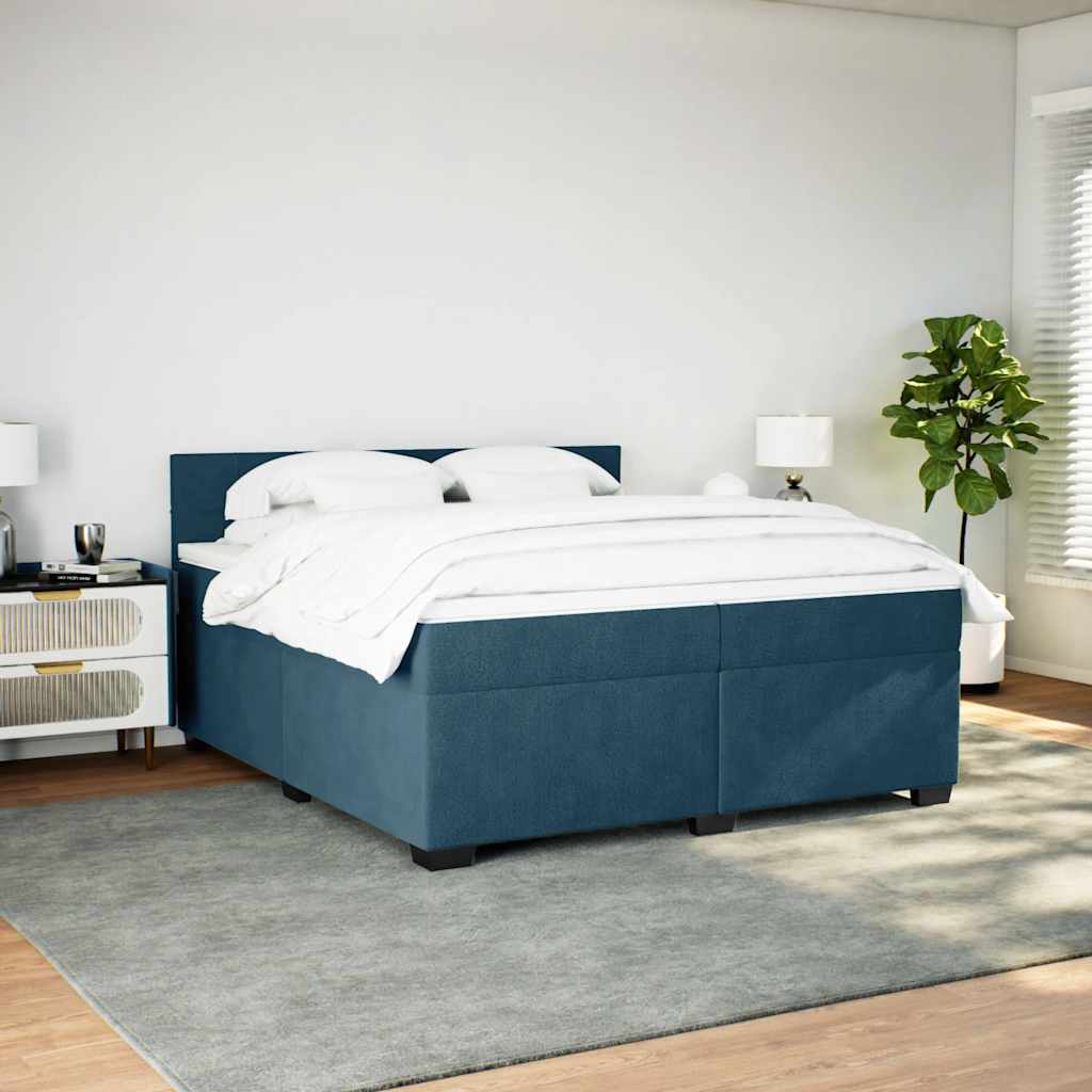 vidaXL Boxspring met matras fluweel blauw 200x200 cm, foto 2