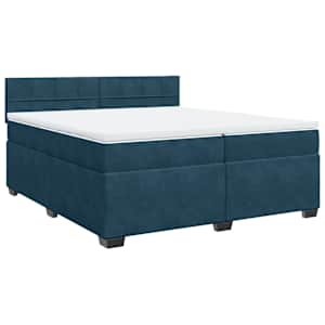 Box spring postel s matrací modrá 200 x 200 cm samet - obrázek 2
