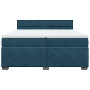 Box spring postel s matrací modrá 200 x 200 cm samet - obrázek 4