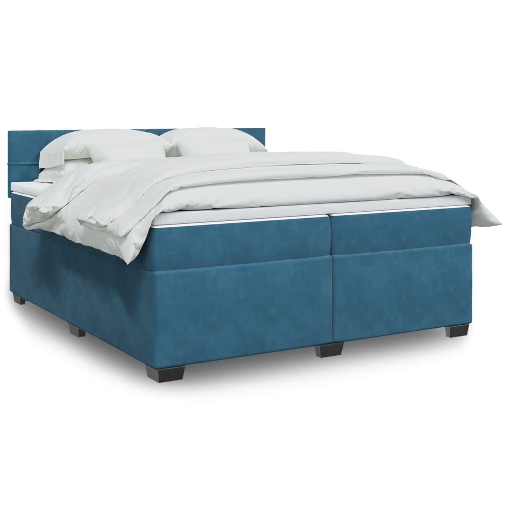 vidaXL Boxspringbett mit Matratze Blau 200x200 cm Samt