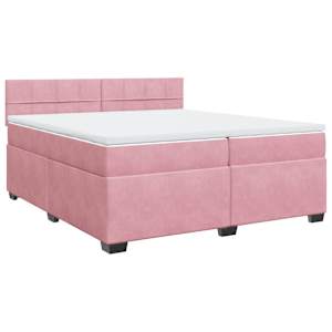 Box spring postel s matrací růžová 200x200 cm samet - obrázek 2