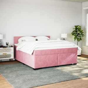 Box spring postel s matrací růžová 200x200 cm samet - obrázek 3