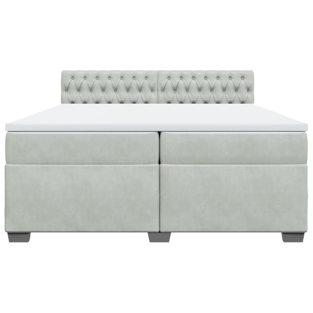 vidaXL Boxspring met matras fluweel lichtgrijs 200x200 cm grijs, foto 4