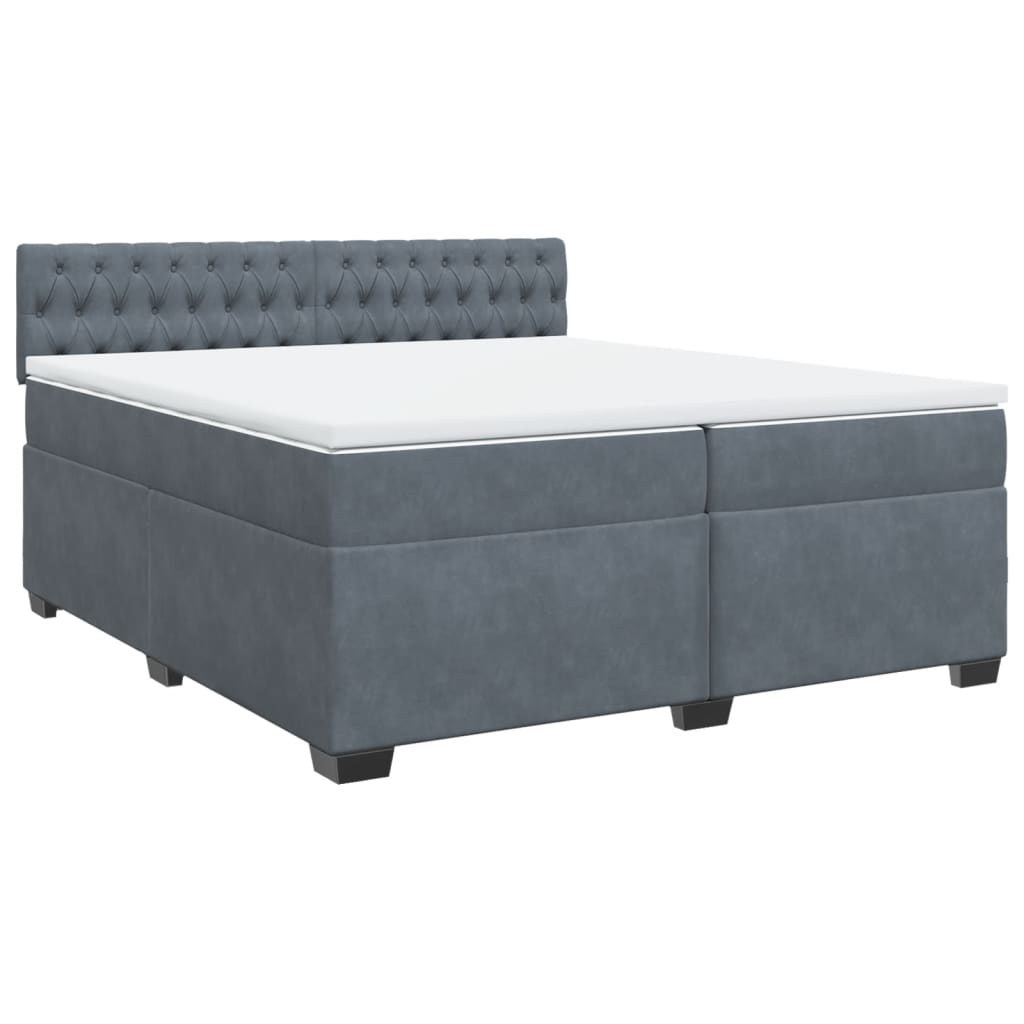 vidaXL Boxspring met matras fluweel donkergrijs 200x200 cm grijs, foto 3