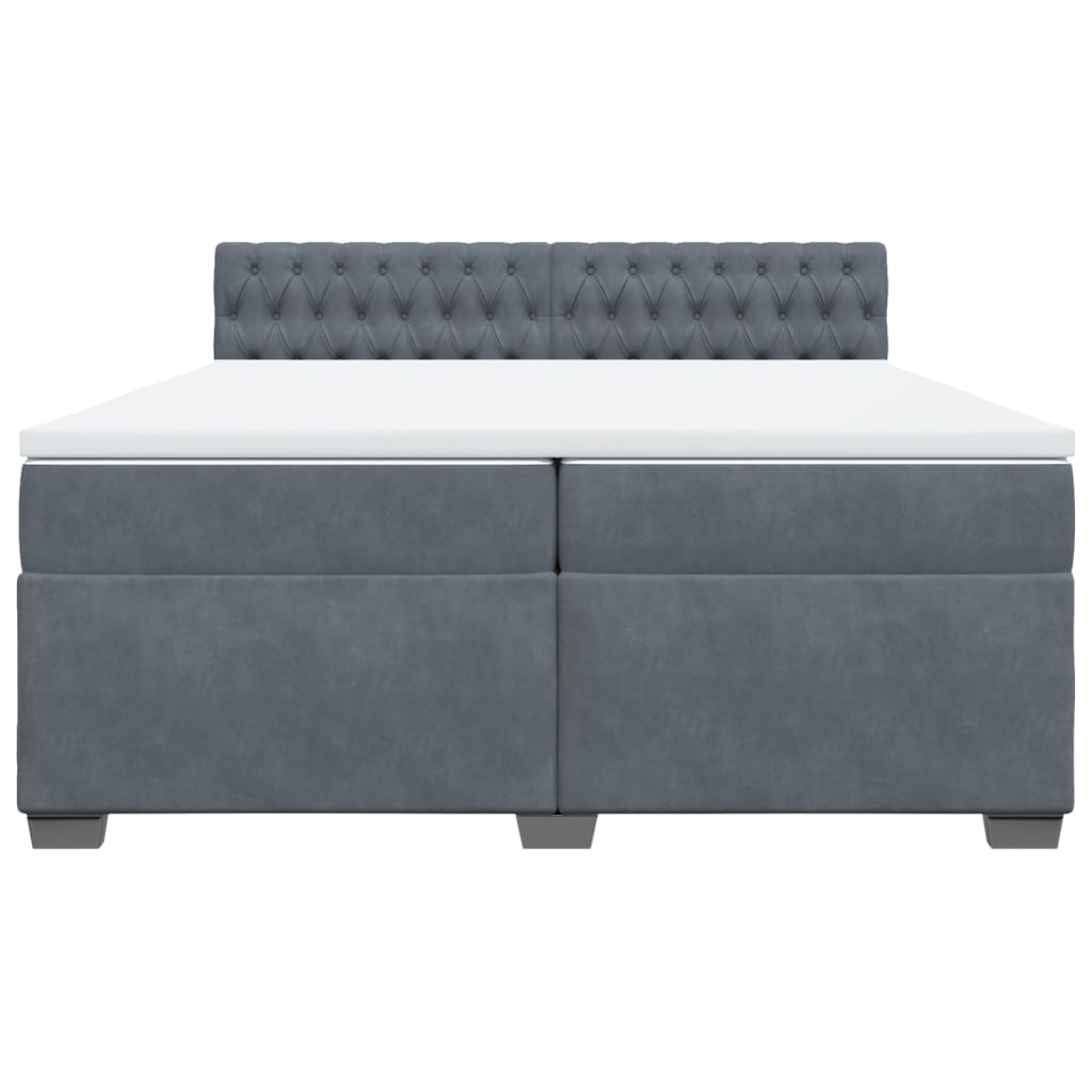 vidaXL Boxspring met matras fluweel donkergrijs 200x200 cm grijs, foto 4