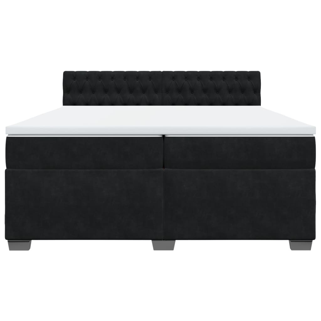 vidaXL Boxspring met matras fluweel zwart 200x200 cm, foto 4