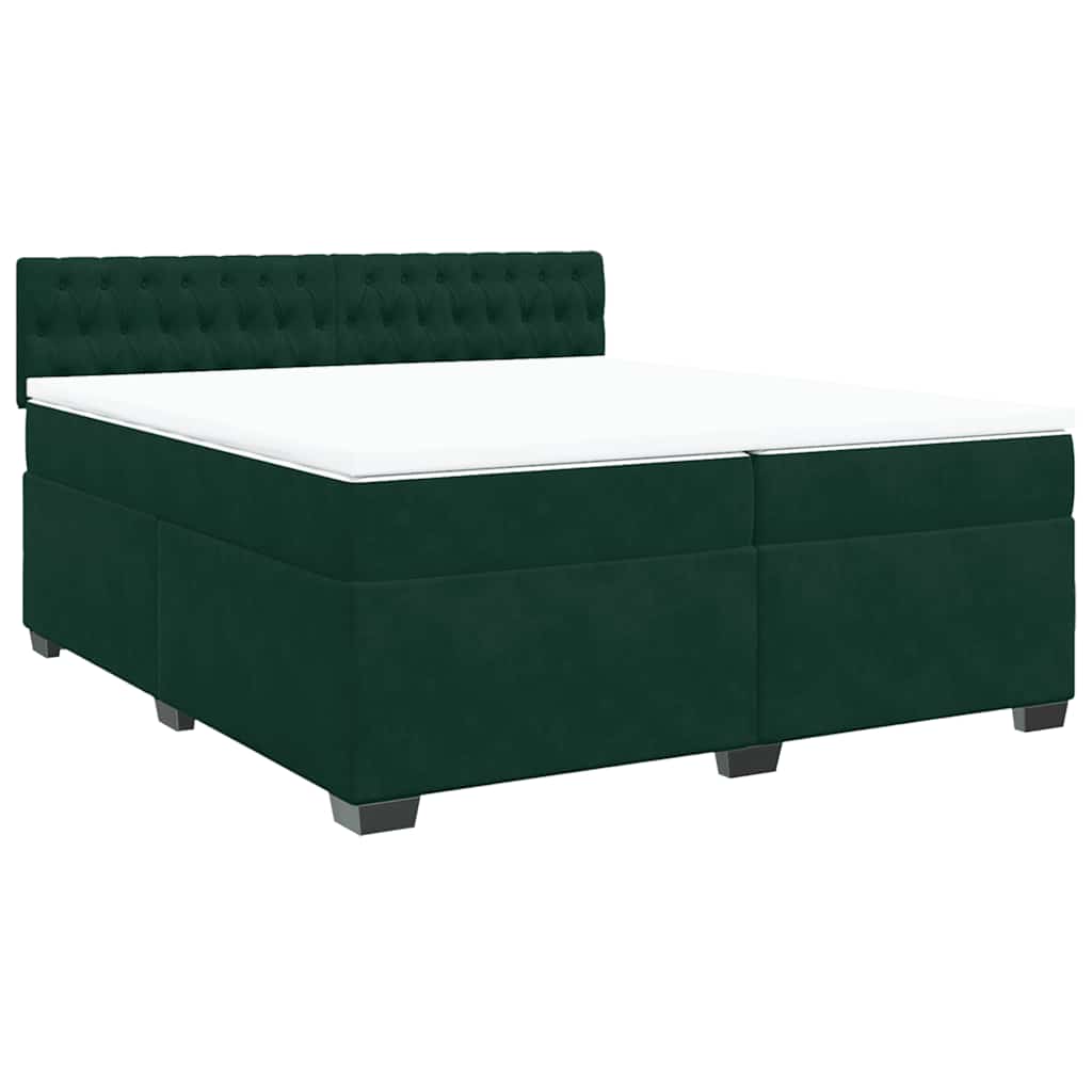 vidaXL Boxspring met matras fluweel donkergroen 200x200 cm groen, foto 3