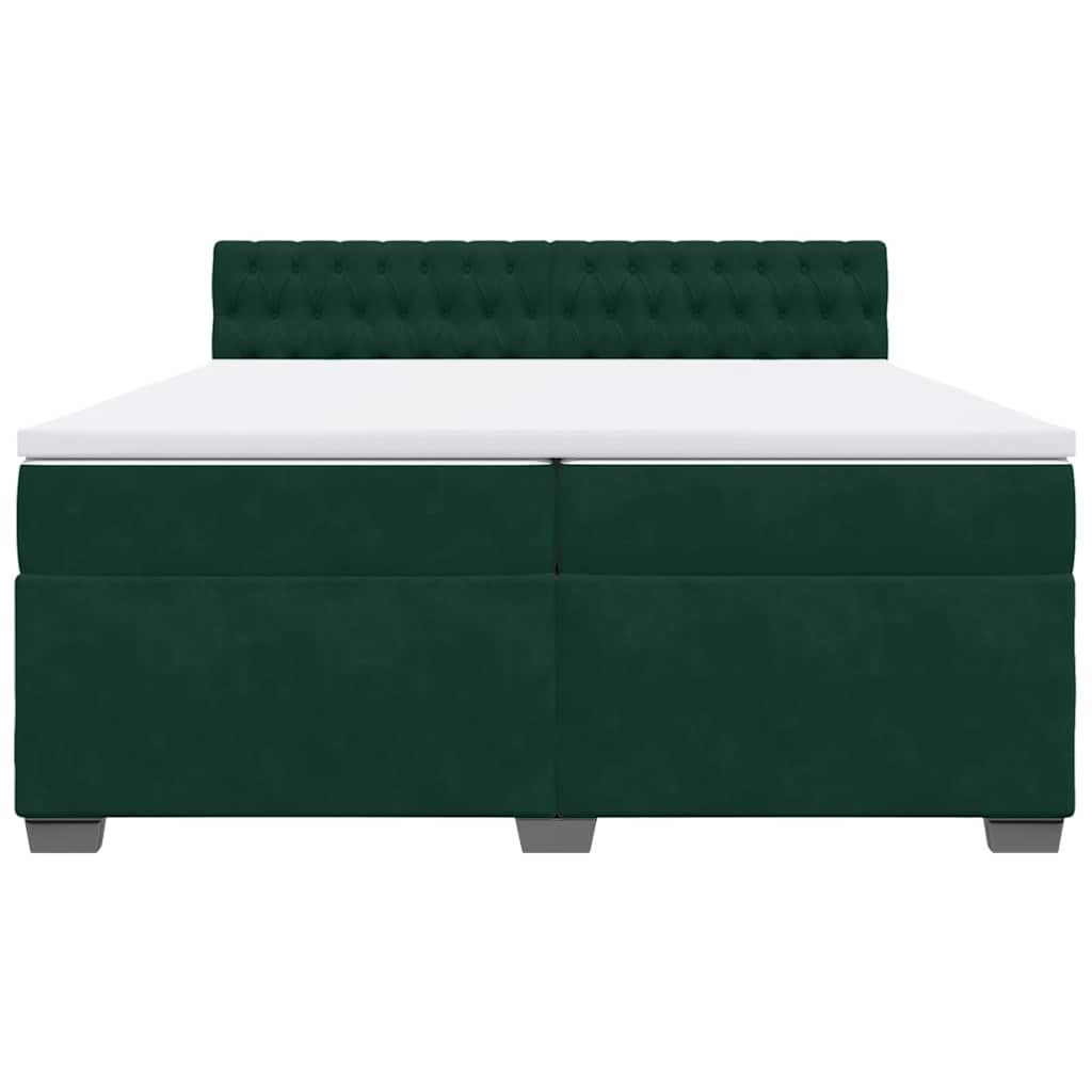 vidaXL Boxspring met matras fluweel donkergroen 200x200 cm groen, foto 4