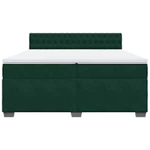 Box spring postel s matrací tmavě zelená 200x200 cm samet - obrázek 4