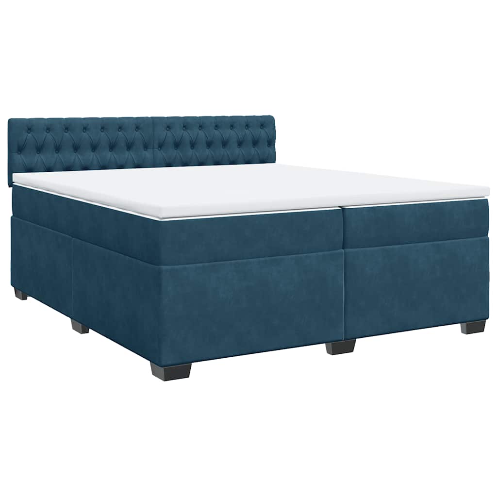 vidaXL Boxspring met matras fluweel blauw 200x200 cm, foto 4