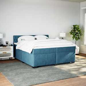 vidaXL Krevet s oprugama i madracem plavi 200x200 cm bar&scaron;unasti