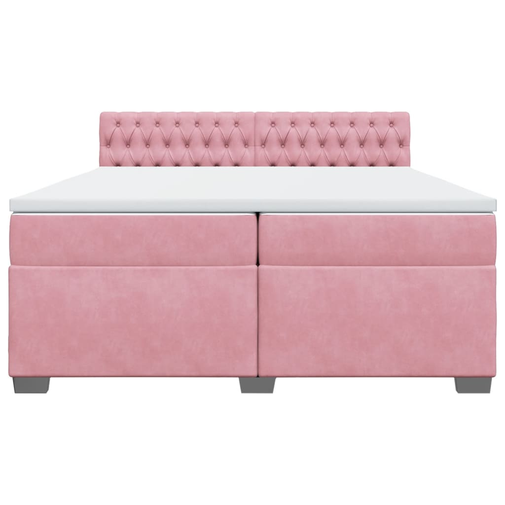 vidaXL Boxspring met matras fluweel roze 200x200 cm, foto 4
