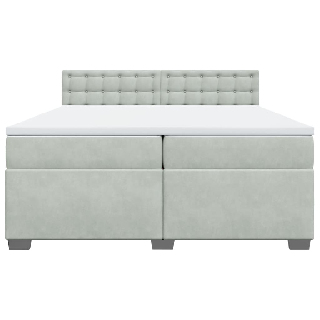 vidaXL Boxspring met matras fluweel lichtgrijs 200x200 cm grijs, foto 4
