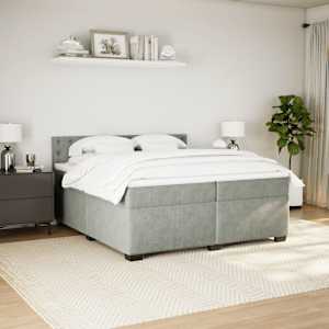 Box spring postel s matrací světle šedá 200x200 cm samet - obrázek 3