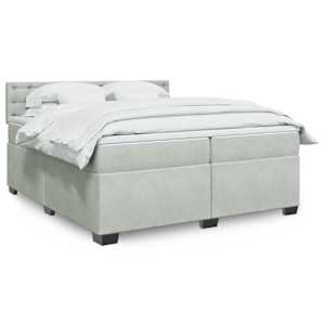 Box spring postel s matrací světle šedá 200x200 cm samet - obrázek 1