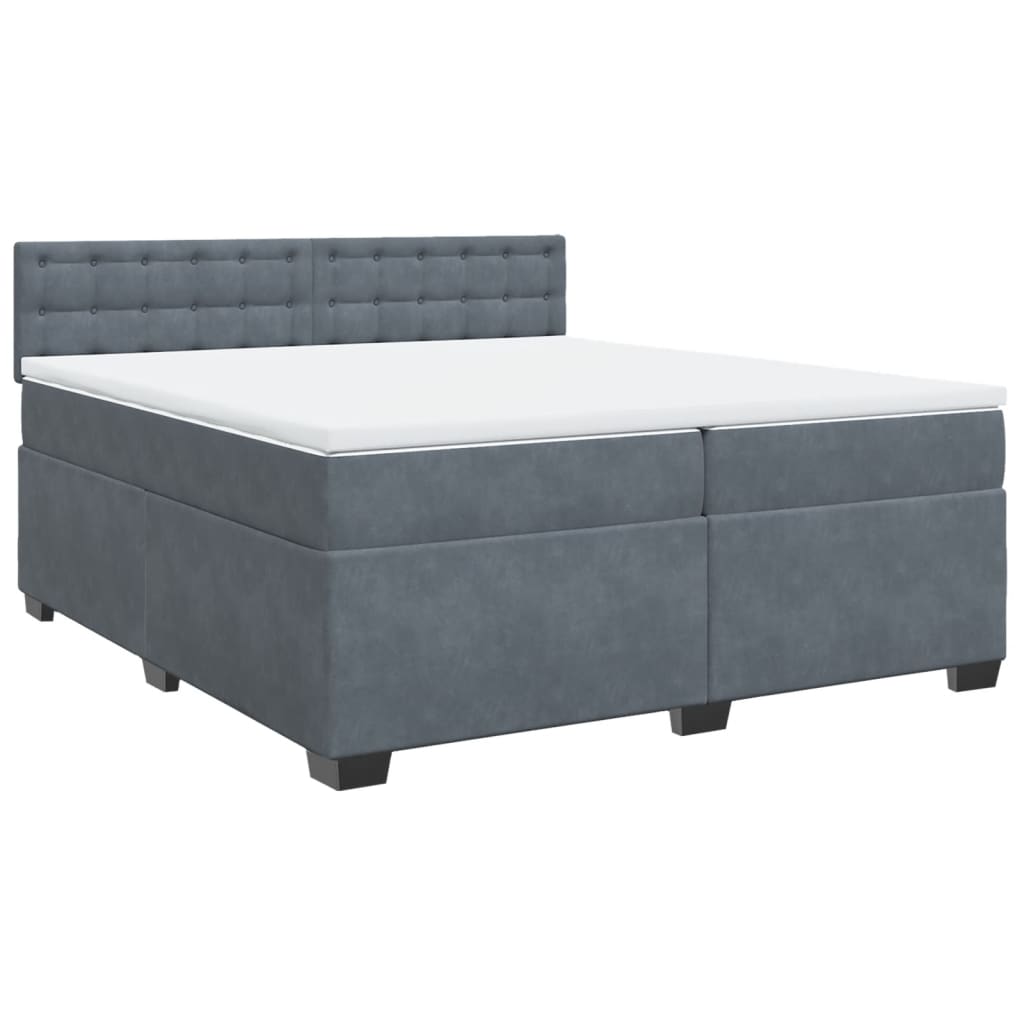 vidaXL Boxspring met matras fluweel donkergrijs 200x200 cm grijs, foto 3