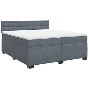 Box spring postel s matrací tmavě šedá 200x200 cm samet - obrázek 2