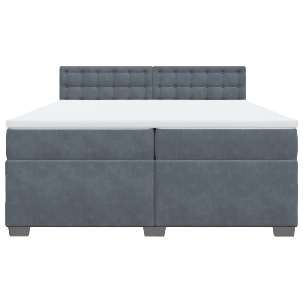 vidaXL Boxspring met matras fluweel donkergrijs 200x200 cm grijs, foto 4