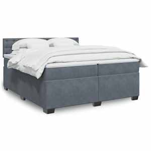 Box spring postel s matrací tmavě šedá 200x200 cm samet - obrázek 1