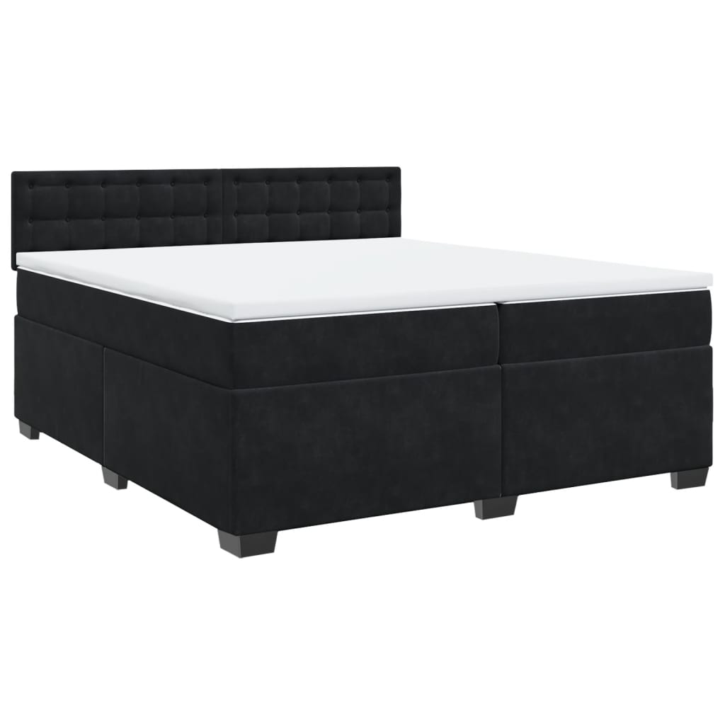 vidaXL Boxspring met matras fluweel zwart 200x200 cm, foto 3
