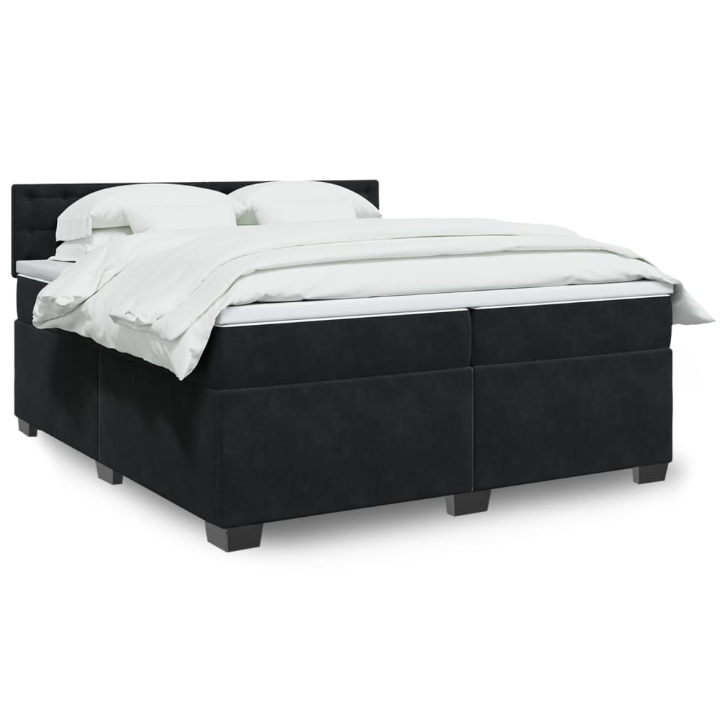 vidaXL Boxspringbett mit Matratze Schwarz 200x200 cm Samt