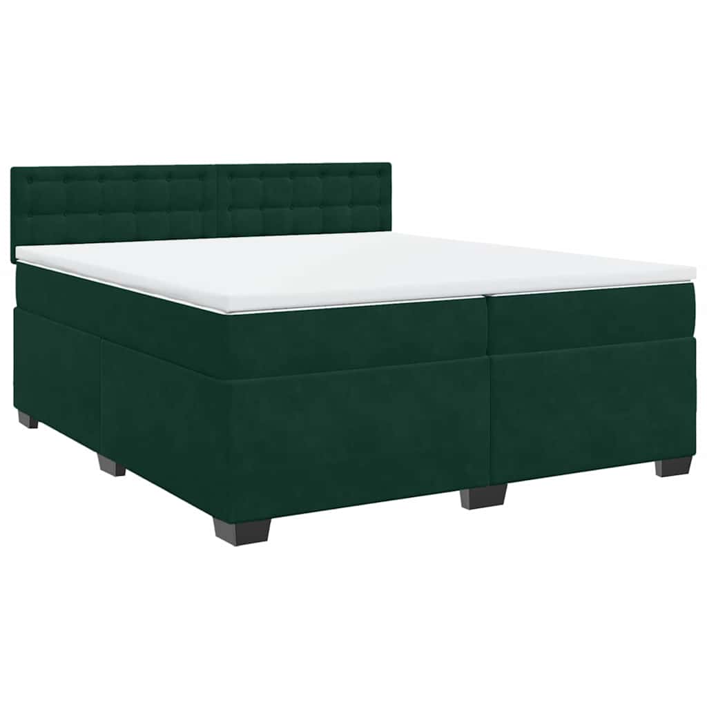 vidaXL Box spring postel s matrací tmavě zelená 200x200 cm samet
